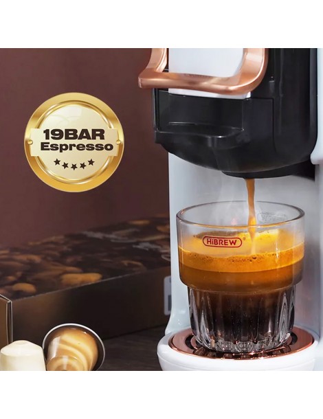 HiBREW H2B Caffettiera 5 in 1 con linea di livello dell'acqua macchina per caffè a capsule caldo/freddo a 19 bar - Bianco Italy