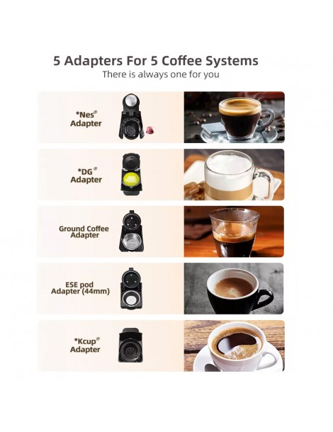 HiBREW H2B Caffettiera 5 in 1 con linea di livello dell'acqua macchina per caffè a capsule caldo/freddo a 19 bar - Bianco Italy