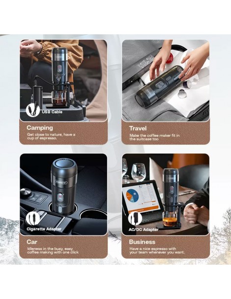 HiBREW H4A 80W Macchina da caffè portatile per auto con supporto 2025