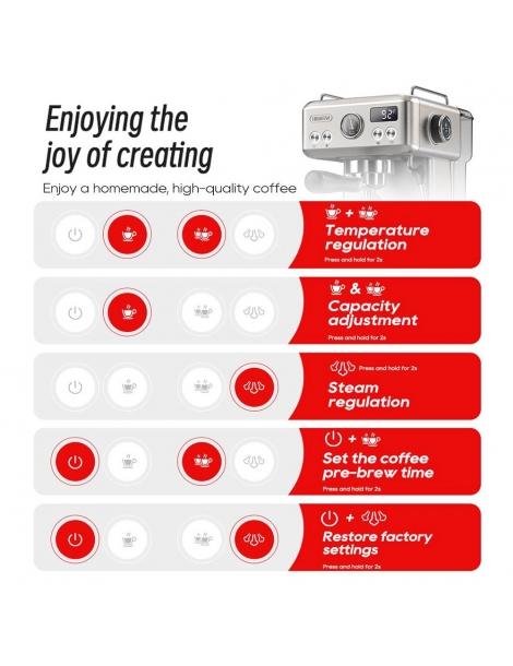 HiBREW H10A Macchina per caffè espresso semiautomatica pressione 19 bar montalatte temperatura regolabile brocca da 350 ml Spedizione Gratuita