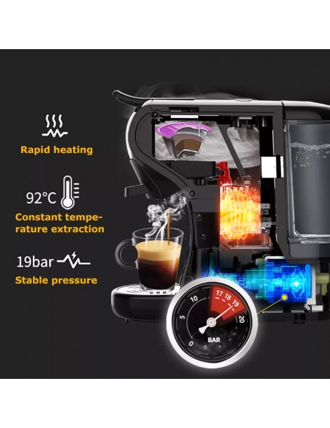 HiBREW H1A 1450W 19 bar Macchina per caffè espresso macchina per caffè caldo/freddo a capsule multiple 4 in 1 - Nero Qualità Garantita