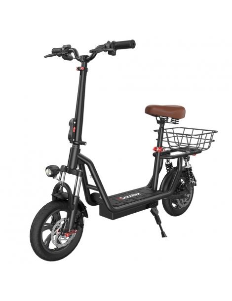 iScooter i12 Monopattino elettrico con sedile e cestino posteriore motore da 500W batteria da 36V 7 5Ah pneumatico da 12" Presa