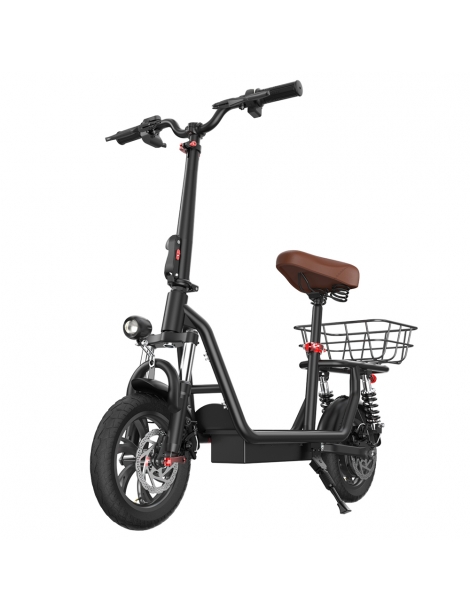 iScooter i12 Monopattino elettrico con sedile e cestino posteriore motore da 500W batteria da 36V 7 5Ah pneumatico da 12" Presa