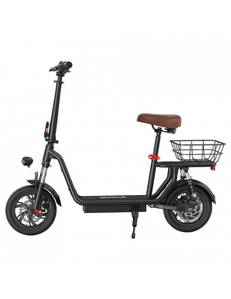 iScooter i12 Monopattino elettrico con sedile e cestino posteriore motore da 500W batteria da 36V 7 5Ah pneumatico da 12" Presa