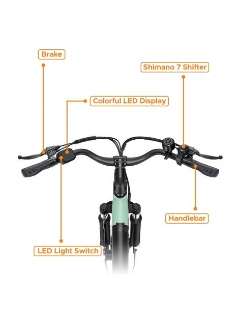 HillMiles MileCity1 Bicicletta elettrica motore da 250W batteria da 36V 13AH pneumatico da 26 pollici - Verde Offerta