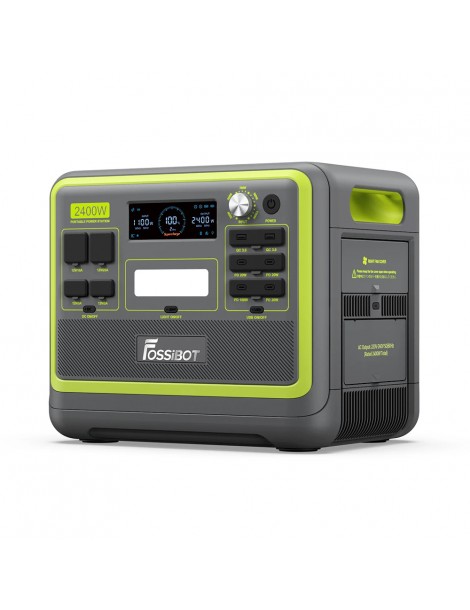 FOSSiBOT F2400 Centrale Elettrica Portatile da 2048Wh/2400W Ricarica Rapida in 1 5 Ore 16 Porte di Uscita - Verde Nuova