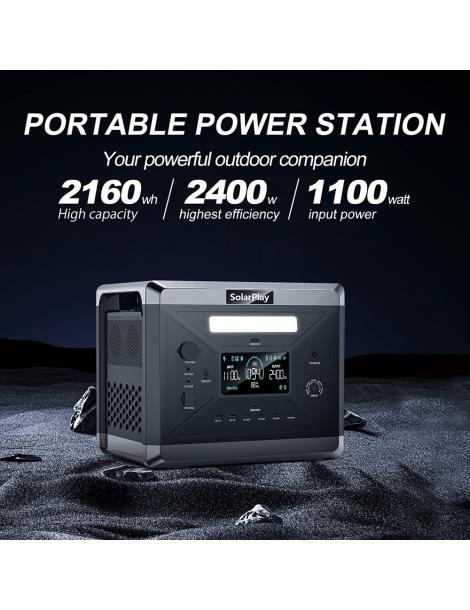 SolarPlay Q2501 Centrale Elettrica Portatile batteria LiFePO4 da 2400W/2160WH 12 porte di uscita 2025