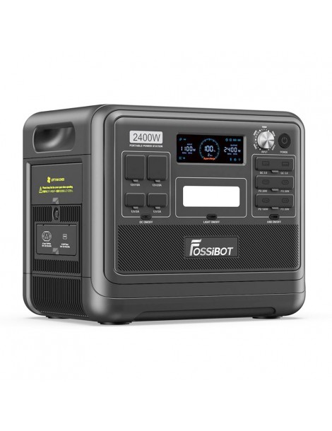 FOSSiBOT F2400 Generatore Solare Portatile da 2048Wh/2400W+Fossibot SP200 18V 200W Pannello Solare Pieghevole - Nero In Linea