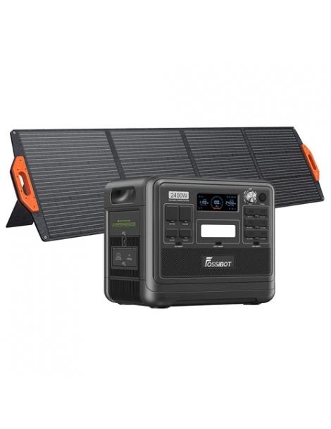 FOSSiBOT F2400 Generatore Solare Portatile da 2048Wh/2400W+Fossibot SP200 18V 200W Pannello Solare Pieghevole - Nero In Linea