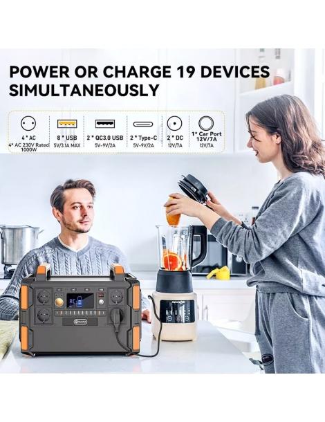 Generatore solare portatile Flashfish F132 1041.6Wh/1000W batteria LiFePo4 uscita 230V AC 19 uscite versione UE Qualità Garantita