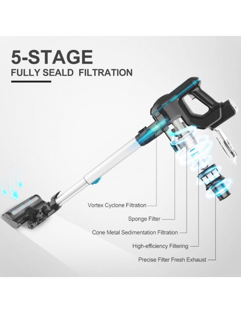 INSE N5 6 in 1 Aspirapolvere Senza Fili 12000Pa Potenza di Aspirazione 45mins Lunga Autonomia 5 Stadi di Filtrazione Spedizione Gratuita