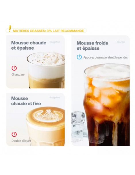 HiBREW M1A 450W Macchina montalatte miscelatore di cioccolato per latte freddo/caldo e cappuccino - Bianco Economico