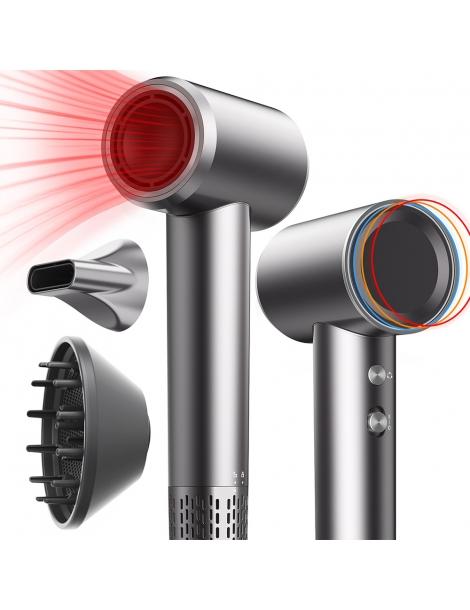 Micollme H6S Asciugacapelli con 2 bocchette asciuga i capelli medi in 2-3 minuti 59dB tecnologia a ioni negativi - grigio Vendita Calda