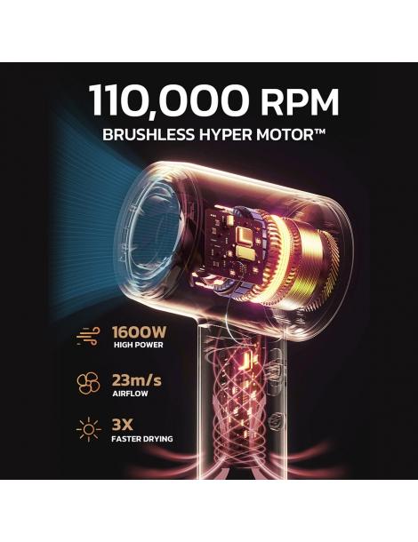 Micollme H6S Asciugacapelli con 2 bocchette asciuga i capelli medi in 2-3 minuti 59dB tecnologia a ioni negativi - grigio Vendita Calda