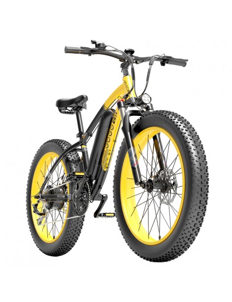 GOGOBEST GF600 26 Pollici Pneumatici Grassi Bicicletta Elettrica Pieghevole 1000W Motore 48V 13Ah Batteria - Nero Giallo
