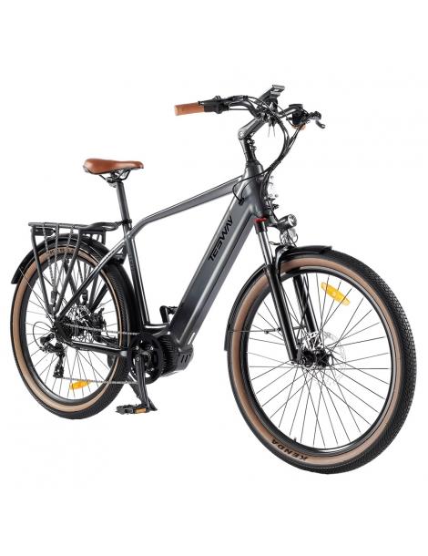TESWAY COMET-M Bicicletta elettrica con motore centrale motore 500W batteria 48V 14Ah pneumatici 27 5*2 4 pollici - Grigio Saldi