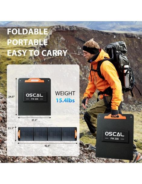 Oscal PM200 200W Pannello solare pieghevole cavalletto regolabile efficienza di conversione solare ≥22% - spina UE Promozione