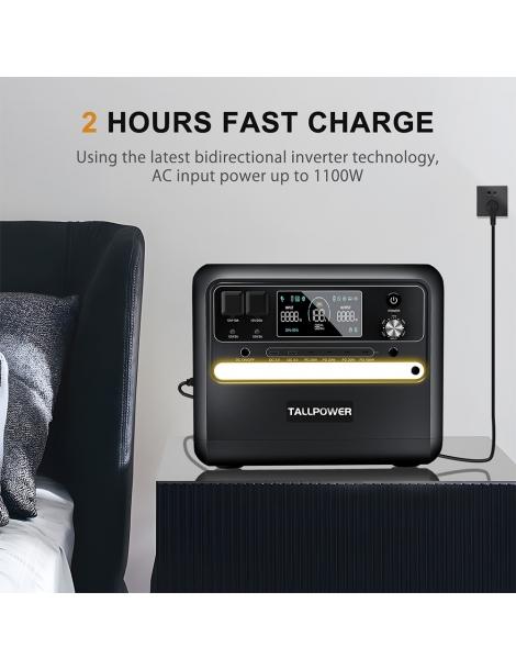 TALLPOWER V2400 Stazione di alimentazione portatile generatore solare LiFePo4 da 2160Wh uscita CA da 2400W UPS - Nero Prezzo Ridotto