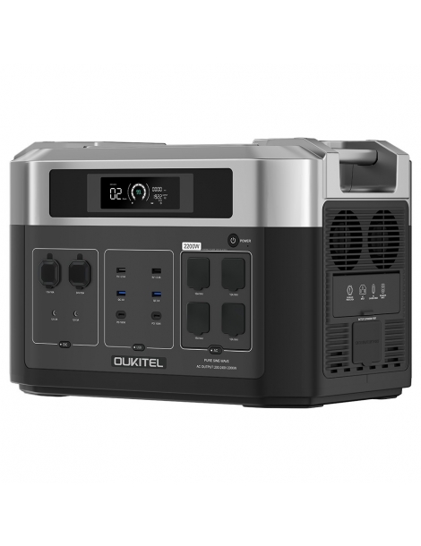 OUKITEL BP2000 Centrale elettrica portatile batteria LiFePO4 da 2048Wh/640000mAh uscita AC da 2200W UPS da 2000W Sconto