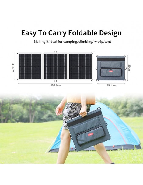 GOFORT Pannello Solare Portatile 18V 60W con Tre Porte di Uscita DC/QC3.0/USB-A Nuovo