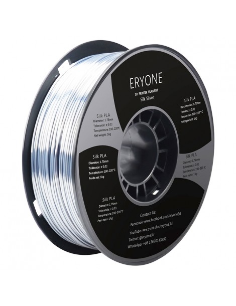 ERYONE Seta PLA Filamento per stampante 3D 1 75 mm Tolleranza 0 03 mm 1 kg (2 2 libbre)/Pool - Argento Shopping Online
