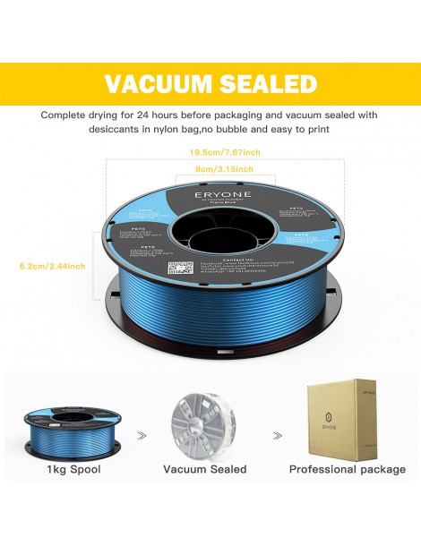 ERYONE PETG Filamento per stampante 3D 1 75mm Tolleranza 0 03mm 1KG(2.2LBS)/Spool - Blu trasparente In Vendita