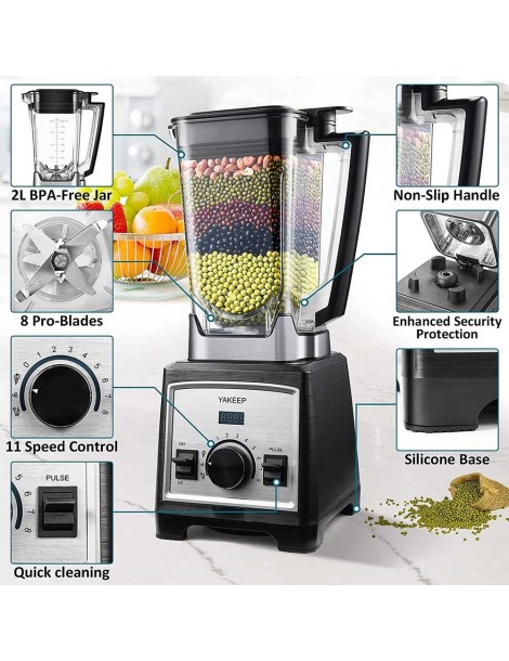 Yakeep 8188 2000W Stand Mixer frullatore per frullati da 2L con agitatore 32000 RPM 8 lame in acciaio I Più Venduti