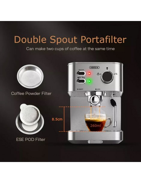 HiBREW H10 1050W macchina da caffè semi-automatica a 20 bar macchina per caffè espresso a cialde e macinato ESE capacità 1 5L Negozi Online