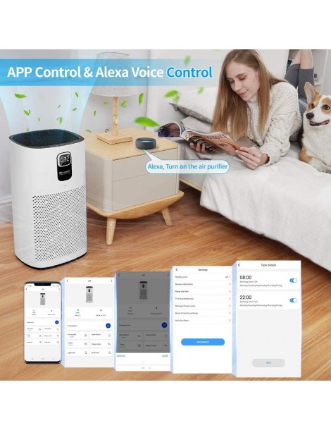 Proscenic A9 Purificatore d'Aria con Filtro H13 True HEPA Connessione WiFi Ampia Copertura di 2904 piedi² Economico