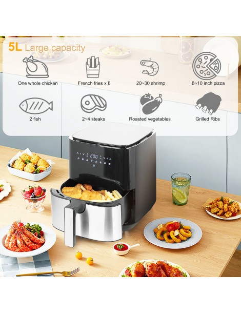 Sonifer SF1014 1450W 5L Friggitrice ad aria senza olio LED Touchscreen friggitrice elettrica Cestello antiaderente Outlet