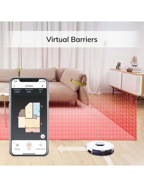 ILIFE L100 Robot Aspirapolvere 2000Pa Aspirazione LDS Navigazione Laser Mop APP Control 450ml Serbatoio Polvere Tappeto Boost Vendita Economica