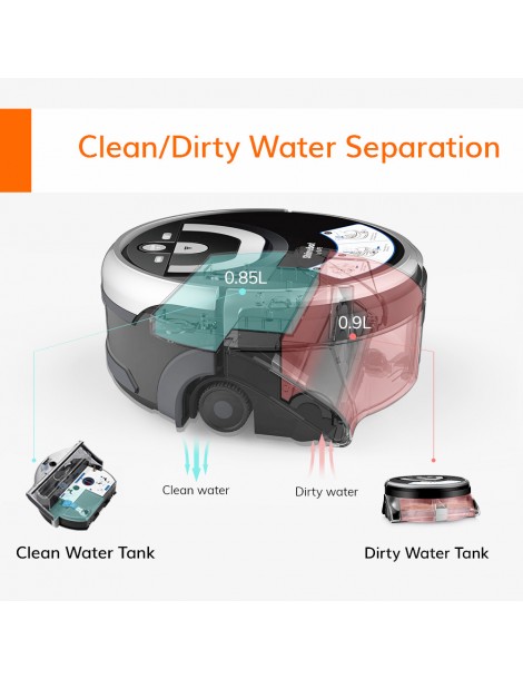 ILIFE W400 1000Pa Robot lavapavimenti 900ml Serbatoio d'acqua Pianificazione giroscopica 4 modalità di pulizia Saldi Di Fabbrica