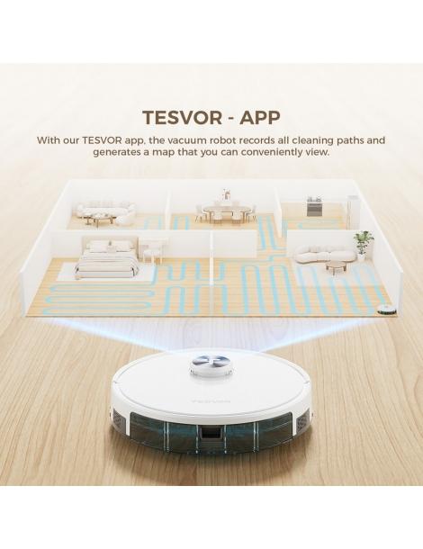 Tesvor S7 Pro AES Robot Aspirapolvere con Stazione di Svuotamento Automatico Funzione Mopping Aspirazione 6000Pa - Bianco Negozi Online