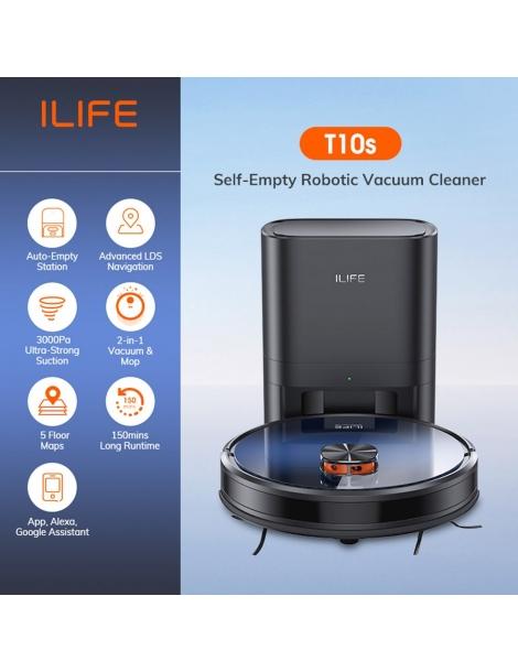 ILIFE T10s Robot Aspirapolvere Aspirazione 3000Pa Navigazione LDS Stazione di Svuotamento Automatico Fino Al -60%