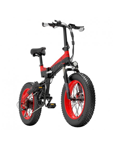BEZIOR XF200 Bici elettrica pieghevole da 20 pollici con pneumatici grassi Motore da 1000 W Batteria da 48 V 15 Ah - Nero Rosso Online