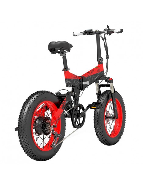BEZIOR XF200 Bici elettrica pieghevole da 20 pollici con pneumatici grassi Motore da 1000 W Batteria da 48 V 15 Ah - Nero Rosso Online