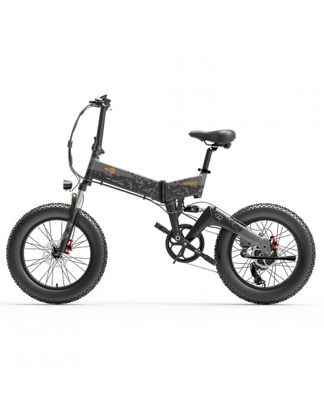BEZIOR XF200 Bici elettrica pieghevole da 20 pollici con pneumatici grassi Motore da 1000 W Batteria da 48 V 15 Ah - Nero Grigio Outlet