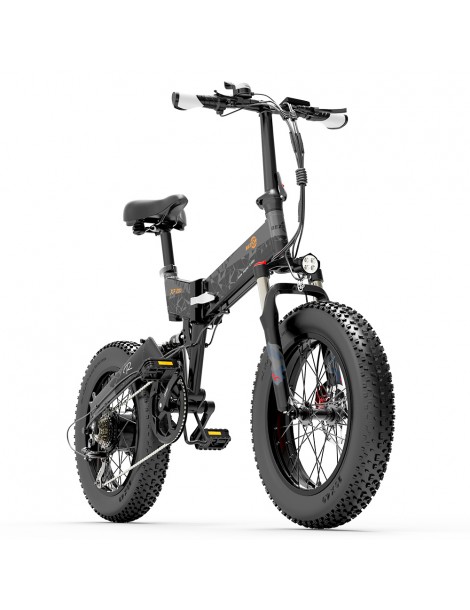 BEZIOR XF200 Bici elettrica pieghevole da 20 pollici con pneumatici grassi Motore da 1000 W Batteria da 48 V 15 Ah - Nero Grigio Outlet