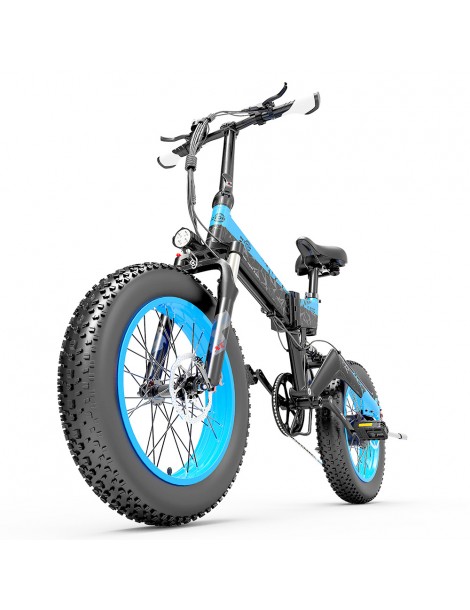 BEZIOR XF200 Bici elettrica pieghevole da 20 pollici con pneumatici grassi Motore da 1000 W Batteria da 48 V 15 Ah - Nero Blu In Vendita