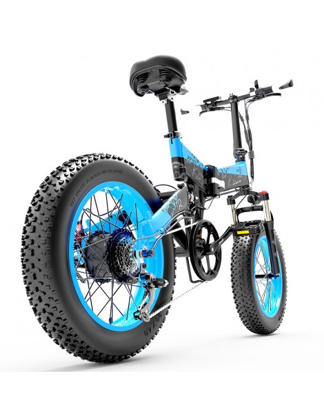 BEZIOR XF200 Bici elettrica pieghevole da 20 pollici con pneumatici grassi Motore da 1000 W Batteria da 48 V 15 Ah - Nero Blu In Vendita