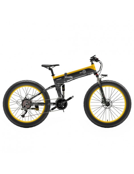BEZIOR X1000 26 pollici Fat Tire Foldable Electric Bike 1000W Motore Panasonic 48V 12.8Ah Batteria - Nero Giallo Vendita Calda
