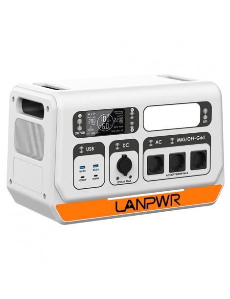 LANPWR 2200PRO Stazione di alimentazione portatile con inverter on-grid supporto 200W/400W/600W/800W - Spina UE Nuovo