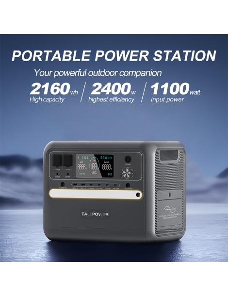 TALLPOWER V2400 Stazione di alimentazione portatile generatore solare LiFePo4 da 2160Wh uscita CA da 2400W UPS - Grigio Qualità Garantita