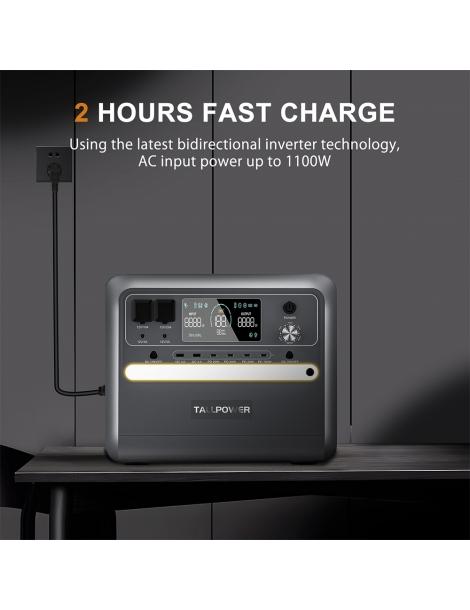 TALLPOWER V2400 Stazione di alimentazione portatile generatore solare LiFePo4 da 2160Wh uscita CA da 2400W UPS - Grigio Qualità Garantita