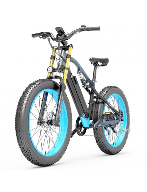 LANKELEISI RV700 16Ah 48V 1000W Bicicletta elettrica - Nero Blu Vendita Economica
