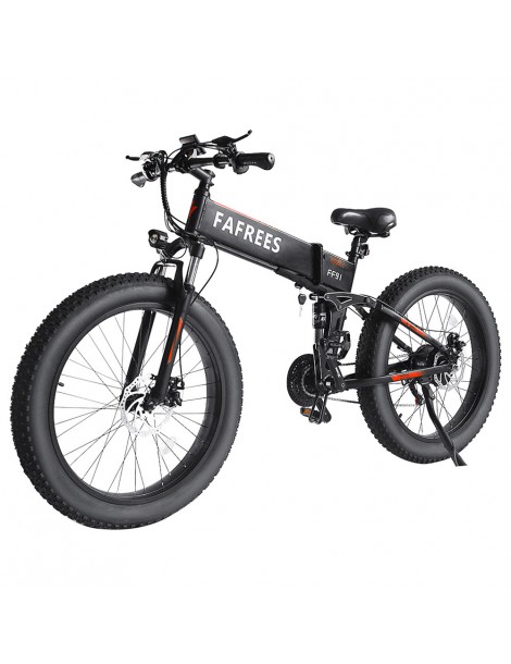 FAFREES FF91 26 Pollici Pneumatici Grassi Mountain Bike Elettrica Pieghevole Motore 1000W e Batteria 499Wh 10Ah - Nero Saldi Di Fabbrica