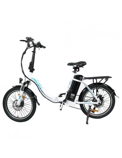 KAISDA K7 Ciclomotore elettrico pieghevole bicicletta da montagna motore 350W SHIMANO a 7 velocità controllo APP - Bianco Spedizione Gratuita
