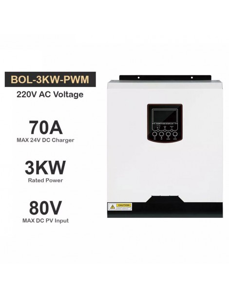 DAXTROMN Inverter solare off grid da 3KW caricatore PWM da 24V DC 70A ingresso PV 80VDC Inverter sinusoidale puro senza WiFi Offerta