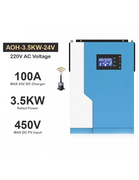 DAXTROMN Inverter Solare Off Grid da 3 5KW Caricatore MPPT da 24V DC 100A Sinusoidale Puro con Ingresso PV 450VDC e WiFi Economico
