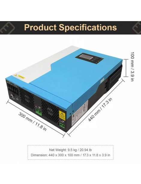 DAXTROMN Inverter Solare Off Grid da 3 5KW Caricatore MPPT da 24V DC 100A Sinusoidale Puro con Ingresso PV 450VDC e WiFi Economico